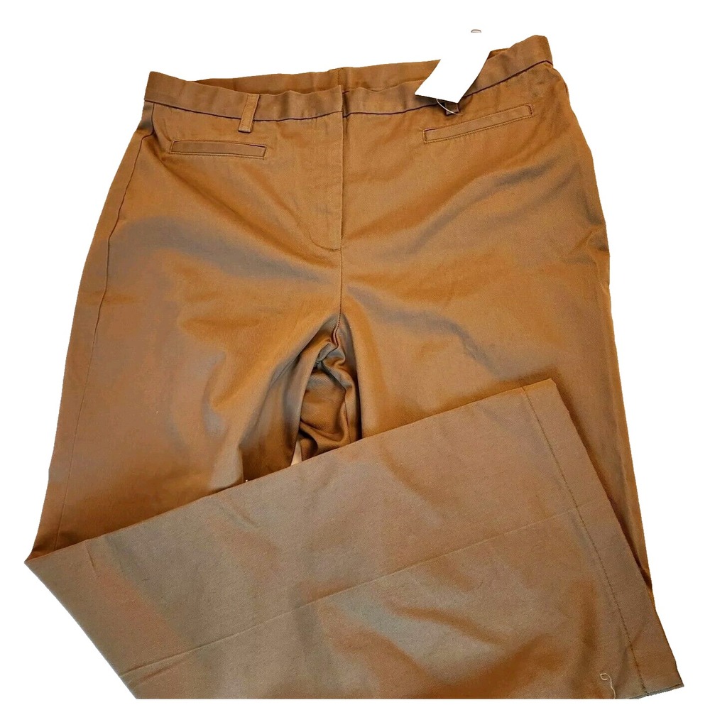 NWT Lands' End Twill Chino Khaki Pants Womens Fit 3 Size 12 Tan Straight Leg New - Picture 2 of 16
